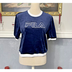 Fila Y2K Velour Logo Athleisure Crop Top Junior's XL